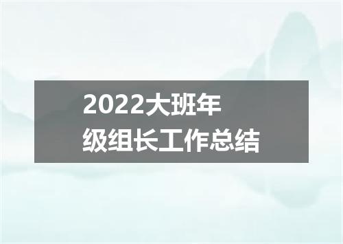 2022大班年级组长工作总结