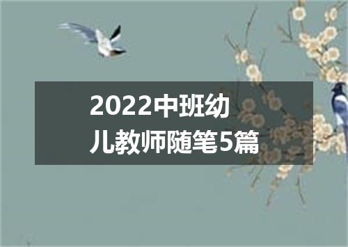 2022中班幼儿教师随笔5篇