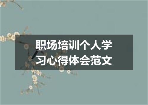 职场培训个人学习心得体会范文