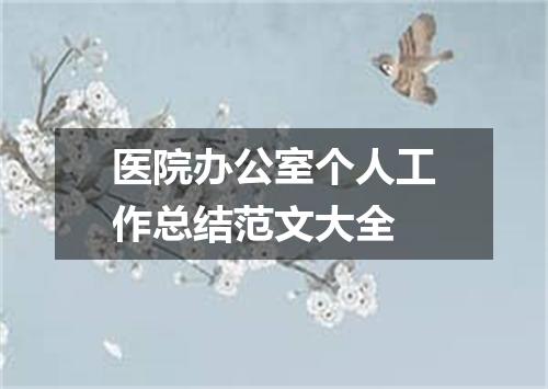 医院办公室个人工作总结范文大全