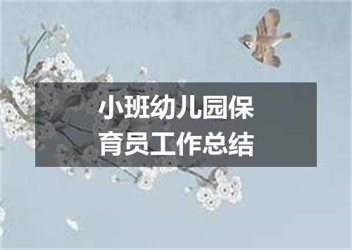 小班幼儿园保育员工作总结