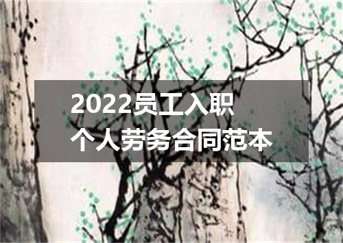2022员工入职个人劳务合同范本