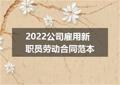 2022公司雇用新职员劳动合同范本