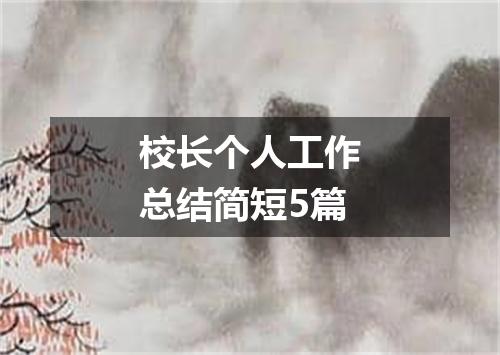 校长个人工作总结简短5篇