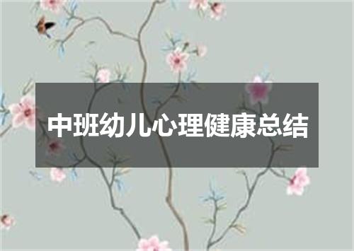 中班幼儿心理健康总结
