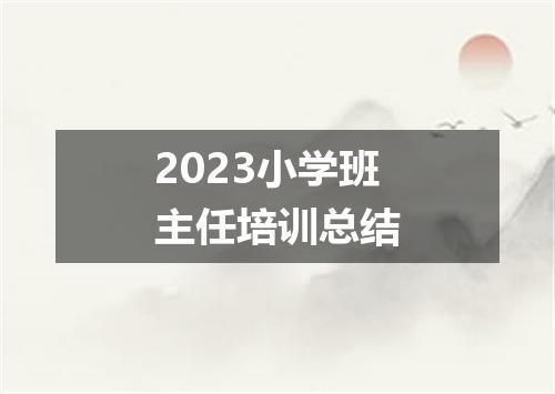 2023小学班主任培训总结
