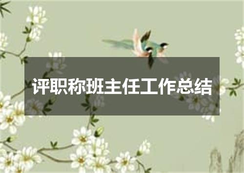 评职称班主任工作总结