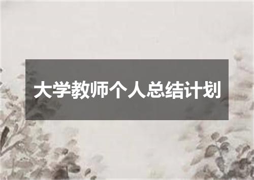 大学教师个人总结计划