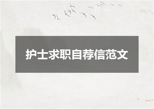护士求职自荐信范文