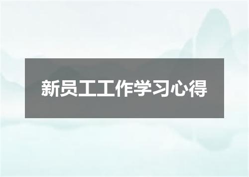 新员工工作学习心得