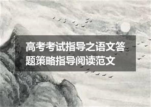 高考考试指导之语文答题策略指导阅读范文