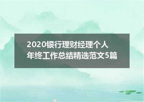 2020银行理财经理个人年终工作总结精选范文5篇