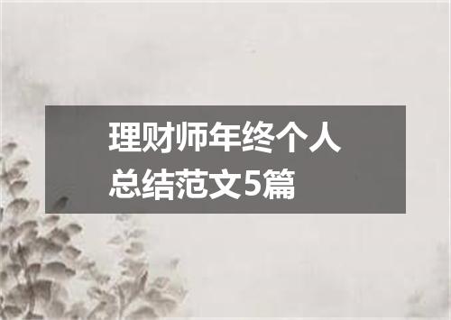 理财师年终个人总结范文5篇