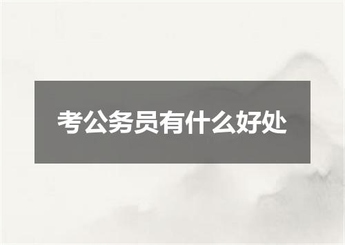 考公务员有什么好处