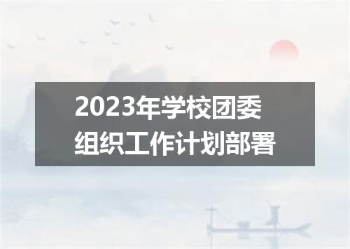 2023年学校团委组织工作计划部署