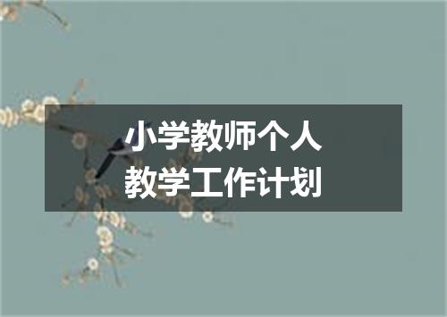 小学教师个人教学工作计划