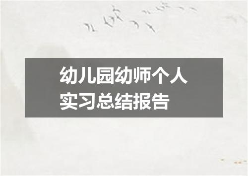 幼儿园幼师个人实习总结报告
