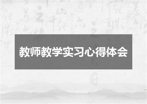 教师教学实习心得体会