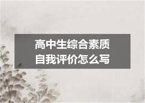 高中生综合素质自我评价怎么写
