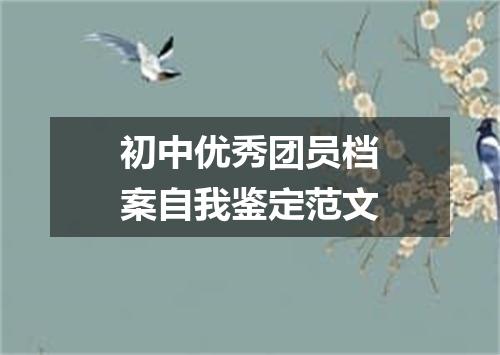 初中优秀团员档案自我鉴定范文