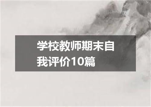 学校教师期末自我评价10篇