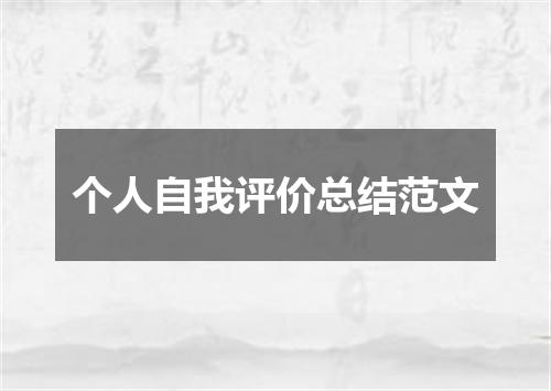 个人自我评价总结范文