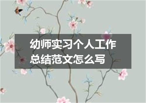 幼师实习个人工作总结范文怎么写