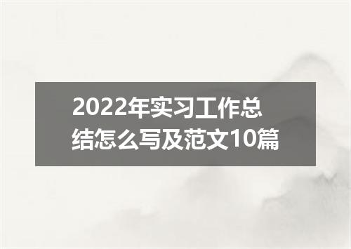 2022年实习工作总结怎么写及范文10篇
