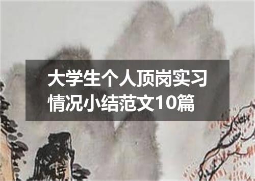 大学生个人顶岗实习情况小结范文10篇