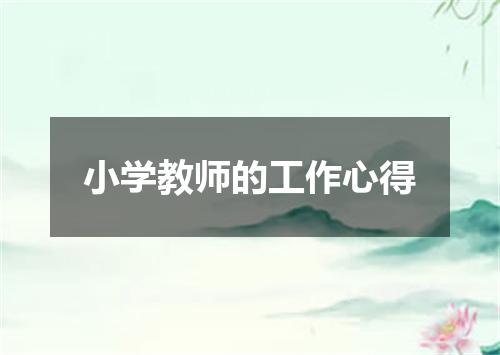 小学教师的工作心得