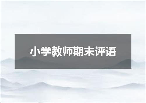 小学教师期末评语