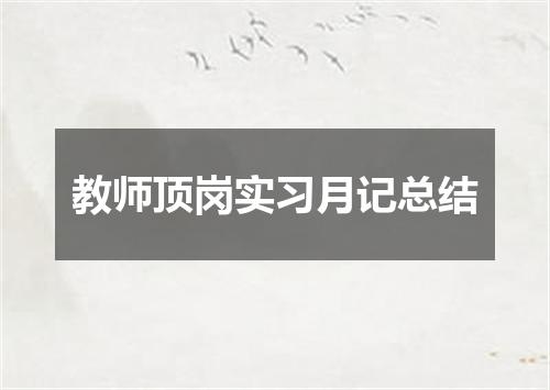 教师顶岗实习月记总结