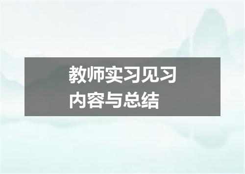 教师实习见习内容与总结