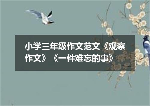 小学三年级作文范文《观察作文》《一件难忘的事》