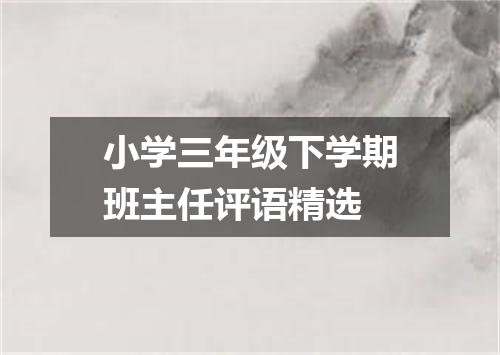 小学三年级下学期班主任评语精选