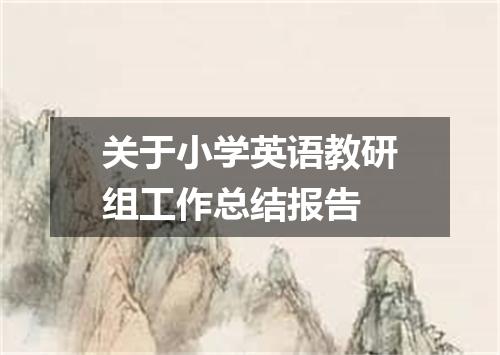关于小学英语教研组工作总结报告