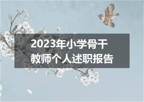 2023年小学骨干教师个人述职报告