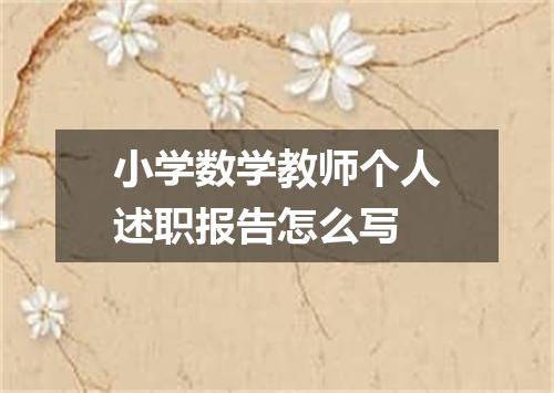 小学数学教师个人述职报告怎么写