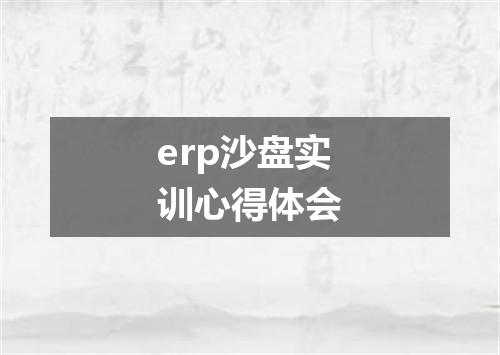 erp沙盘实训心得体会