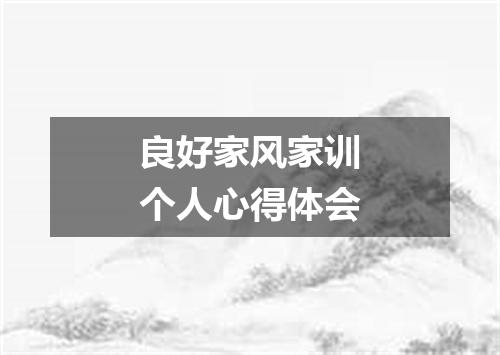 良好家风家训个人心得体会