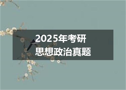 2025年考研思想政治真题