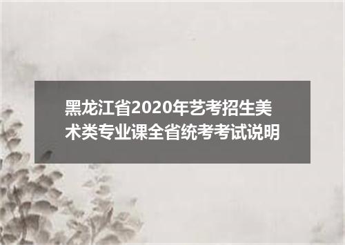 黑龙江省2020年艺考招生美术类专业课全省统考考试说明