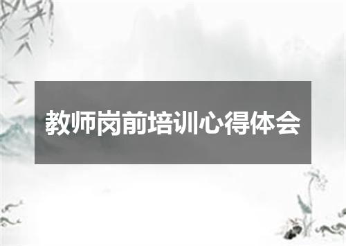 教师岗前培训心得体会