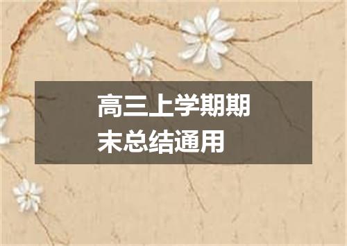 高三上学期期末总结通用