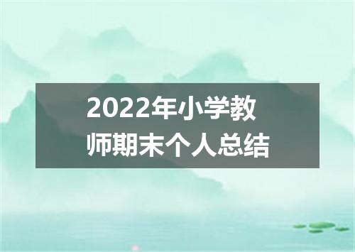 2022年小学教师期末个人总结