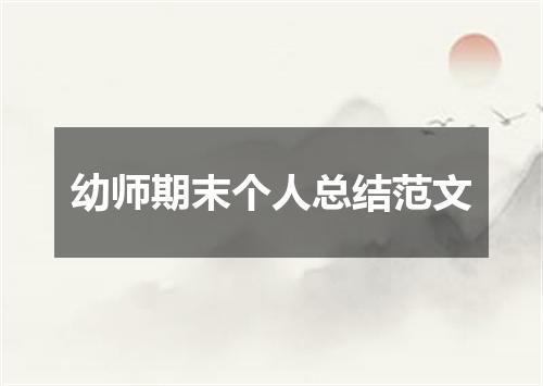 幼师期末个人总结范文