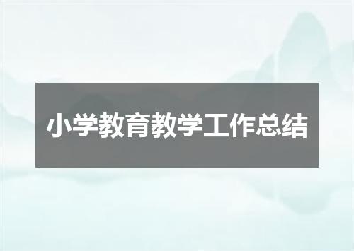 小学教育教学工作总结