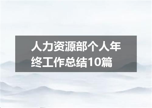 人力资源部个人年终工作总结10篇
