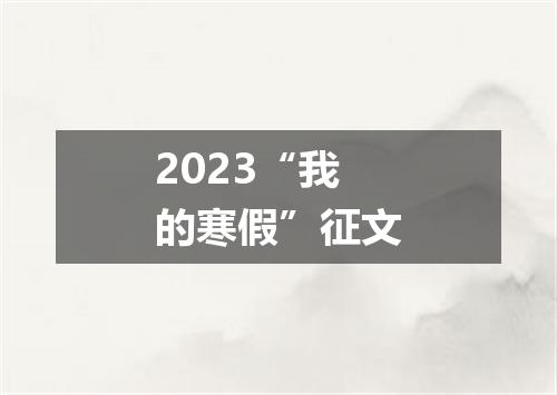 2023“我的寒假”征文