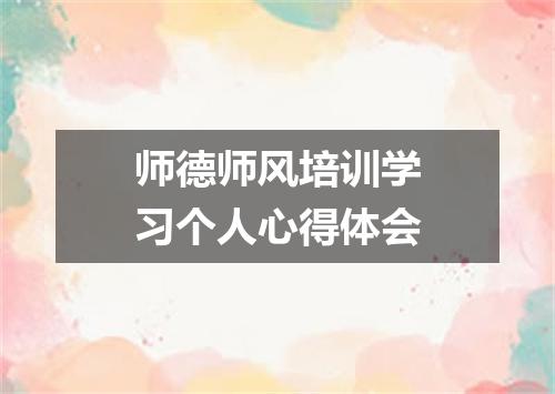师德师风培训学习个人心得体会